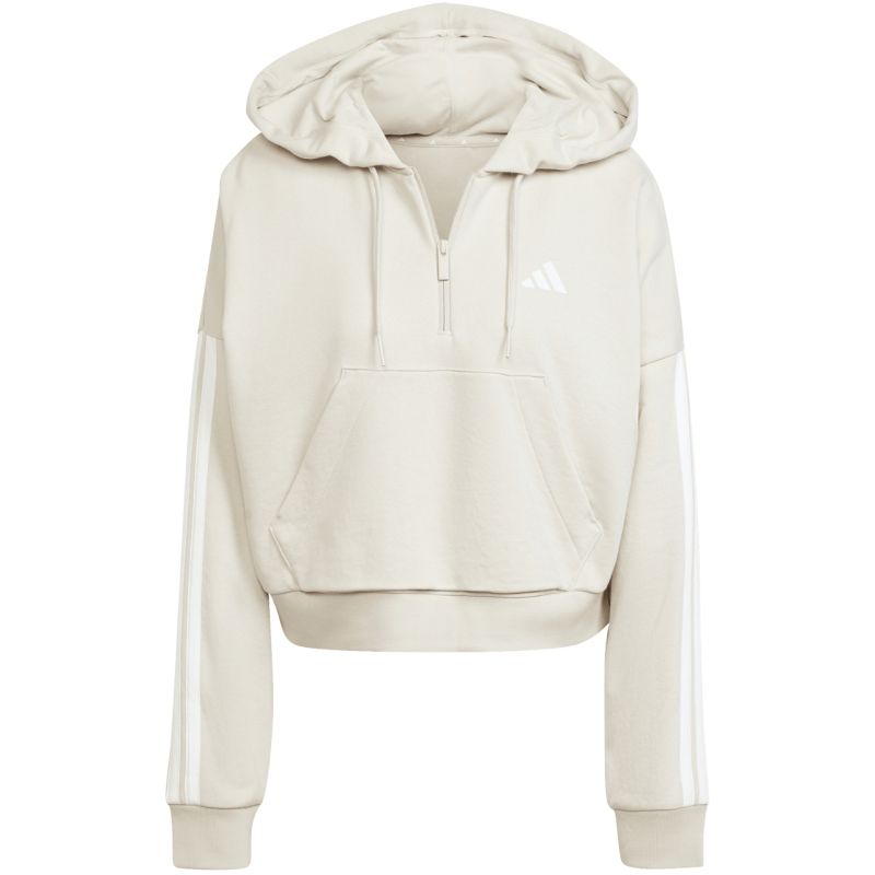 adidas Women's Essentials 3-Stripes French Terry Quarter-Zip Hoodie Beige JN1958 General