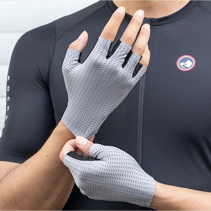 Rockbros Breathable Short Finger Cycling Gloves, Size: L - Gray szary \ l kesztyű