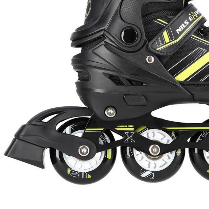 Nils Extreme Nh18191 2in1 Roller Skates Black-Lime Size M (34-38) With Replaceable Hockey Blade