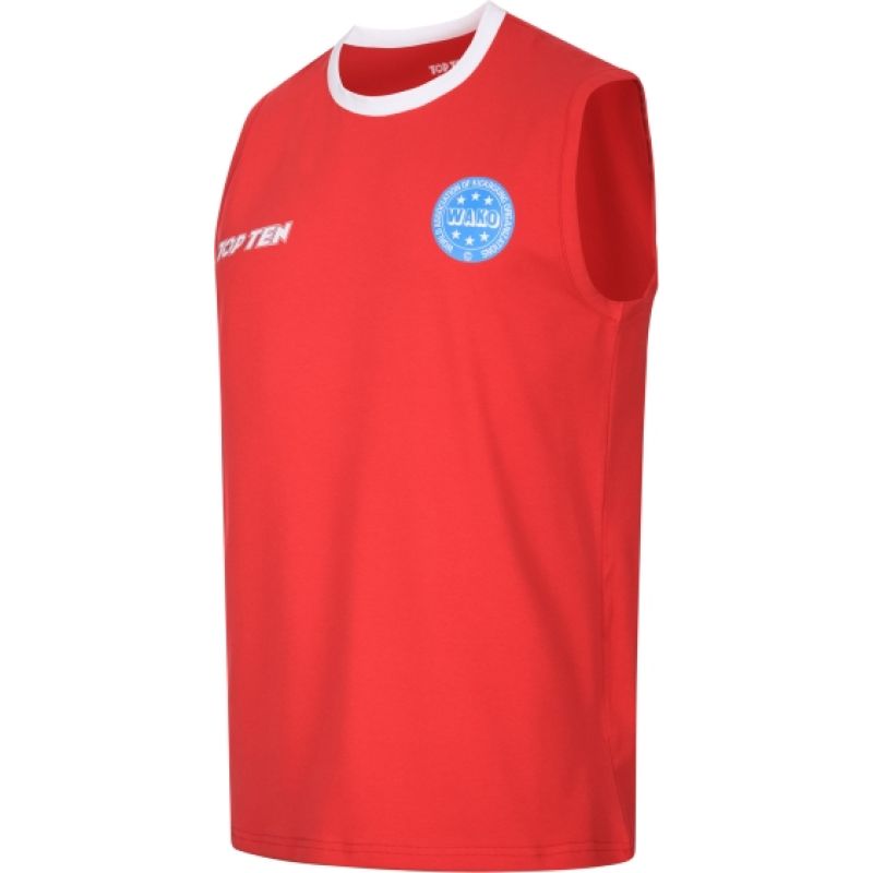 TOP TEN Kick light sleeveless top "BASIC" (WAKO APPROVED) czerwony+m póló 0416182-02M