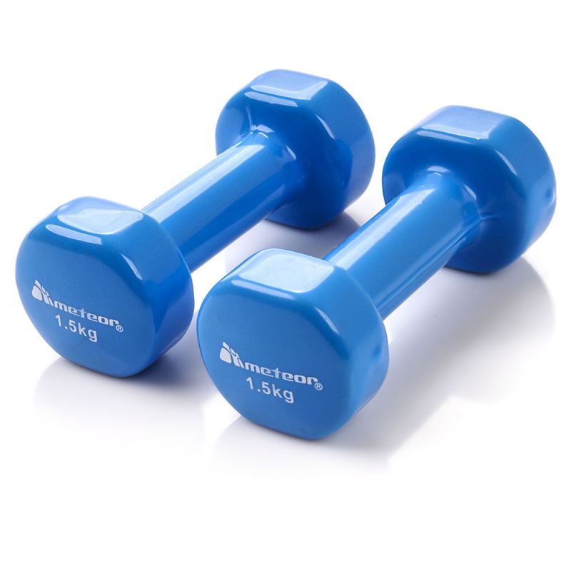 Meteor win-metal dumbbells 2x1.5 kg blue kék dumbbell, strength training equipment, training equipment