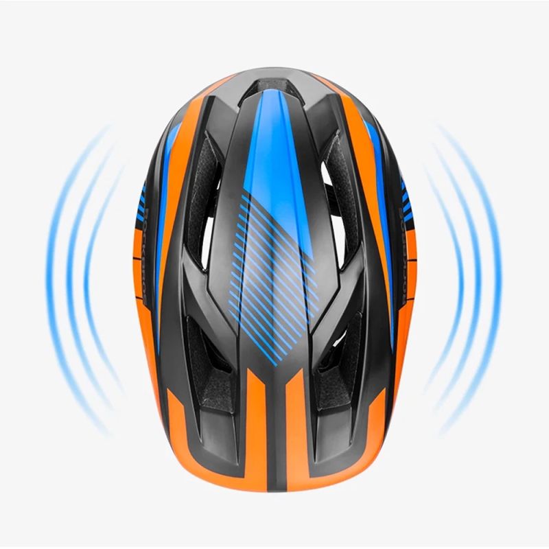 Rockbros TT- children's bicycle helmet with removable chinbar, size M - black and orange czarny || pomarańczowy \ m helmets, martial arts equipment