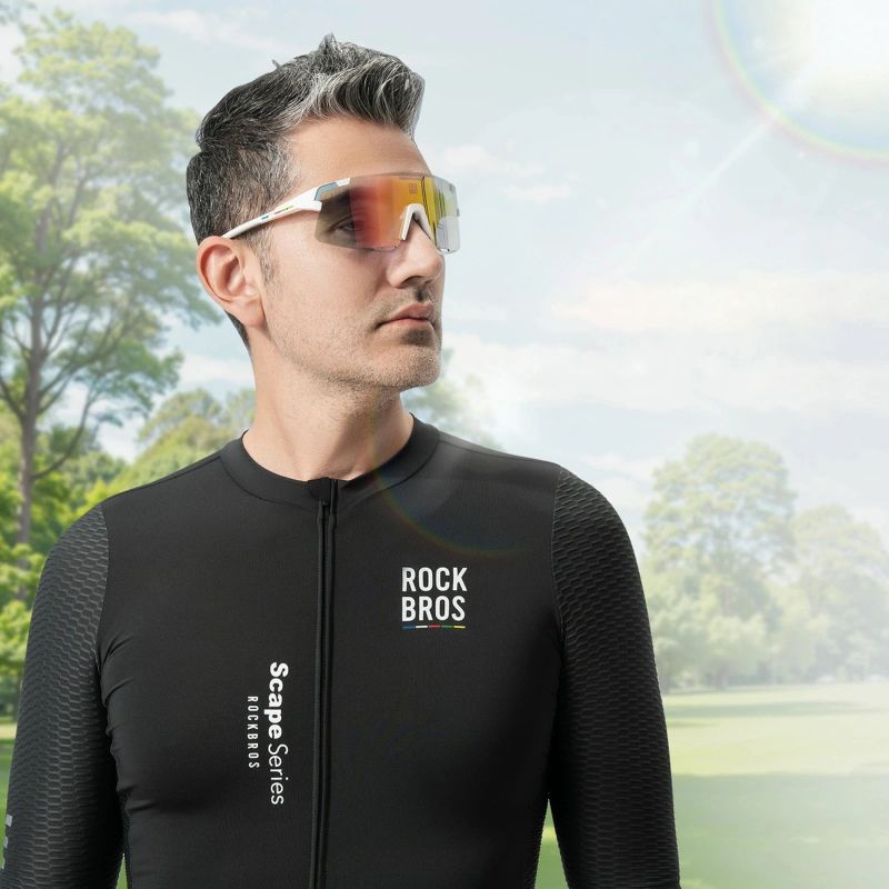 Rockbros SP338 ROAD TO SKY Cycling Glasses with Interchangeable Lenses - Cream beżowy training equipment