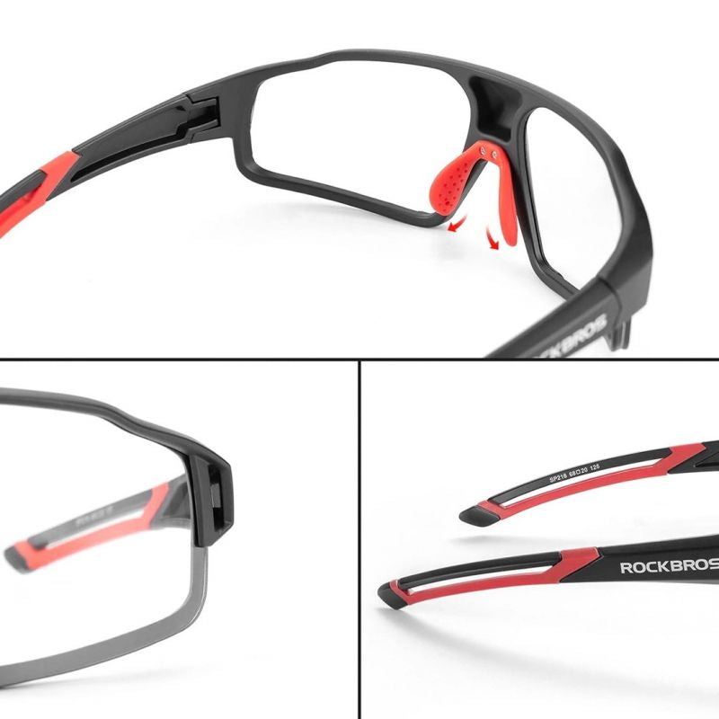 Rockbros Photochromic UV400 Cycling Glasses - Black and Red piros glasses, training equipment