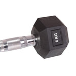 Enero HEX RUBBER Dumbbell 6 KG FIT fekete dumbbell, strength training equipment, training equipment