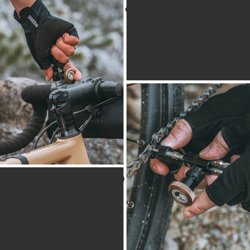 Rockbros ROAD TO SKY VK-KC10 6-in-1 Handlebar-Mounted Bicycle Multitool - Brown barna kiegészítő 304004-211649