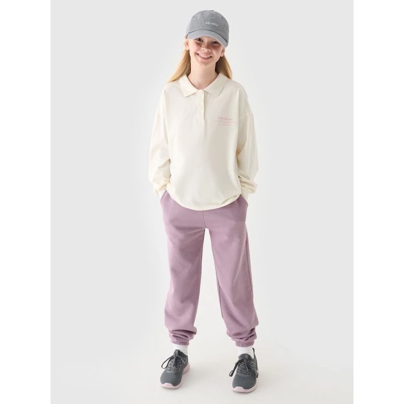 Girls' longsleeve plain 4F Junior 4FJRAW24TLONF438-11S hosszú ujjú póló