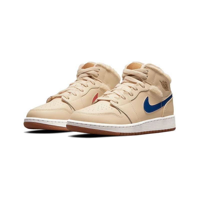 AIR Jordan 1 Mid Fleece Pearl White GS Winter - fehér cipő
