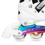 NH10905 4in1 LED WHITE ROLLER SKATES WITH RAINBOW HOCKEY BLADE SIZE M (35-38) NILS EXTREME fehér utcai cipő