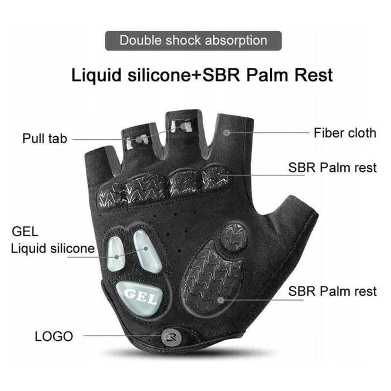 Rockbros M cycling gloves with gel inserts - gray m \ czarny || szary kesztyű