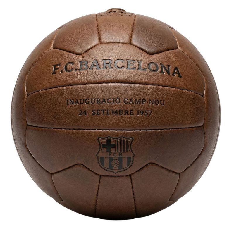 FC Barcelona Camp Nou Retro Soccer Official Licensed Genuine Leather B1048 brązowy futball labda