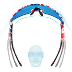 Rockbros Polarized Cycling Glasses with UV Protection and Corrective Insert Blue Lenses - USA Pattern - White multikolor glasses, training equipment