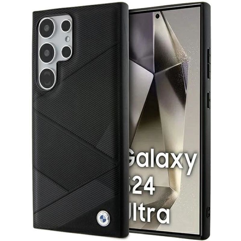 BMW BMHCS24L23RCGPK S24 Ultra S928 /black hardcase Signature Leather Crossing Lines Pattern fekete cases