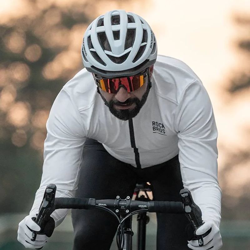Rockbros ROAD TO SKY windproof insulated cycling jersey M - white m \ biały pulóver