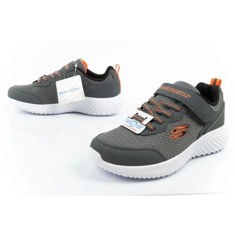 Skechers Bounder children's sports with Velcro, lightweight, fashionable gray szürke utcai cipő
