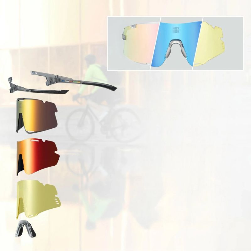 Rockbros SP338 ROAD TO SKY Cycling Glasses with Interchangeable Lenses - Gray szary training equipment