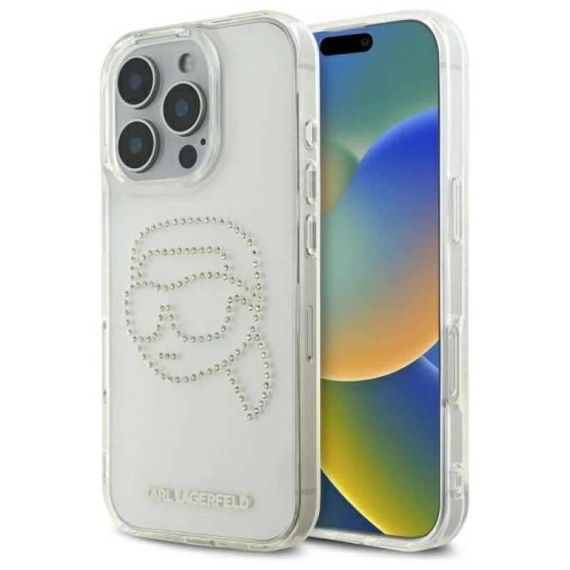 Karl Lagerfeld KLHCP16XHKHDCELT iPhone 16 Pro Max 6.9" transparent hardcase IML Rhinestones Karl Head cases