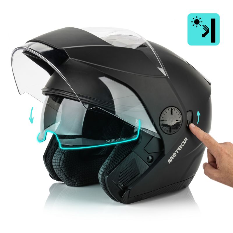 Meteor Hekato L motorcycle helmet 59-60 cm black uniw sisak 17891
