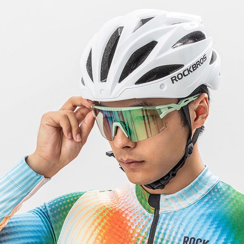 Rockbros Photochromic Cycling Glasses with UV Protection and Corrective Insert - Green zöld glasses, training equipment