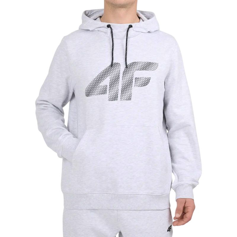 Men's sweatshirt 4F M2548 cool light melange 4FWMM00TSWSM2548 27M szürke kapucnis pulóver