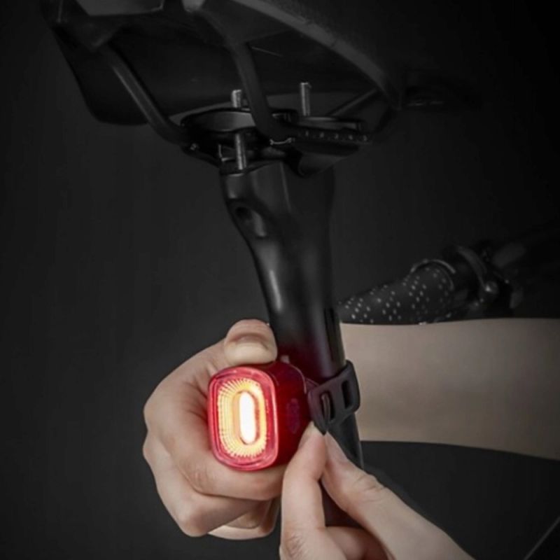 Rockbros Q2S LED Rear Bike Light with Smart Stop System + USB-C - USB-A Cable - Black fekete lights, tourist equipment