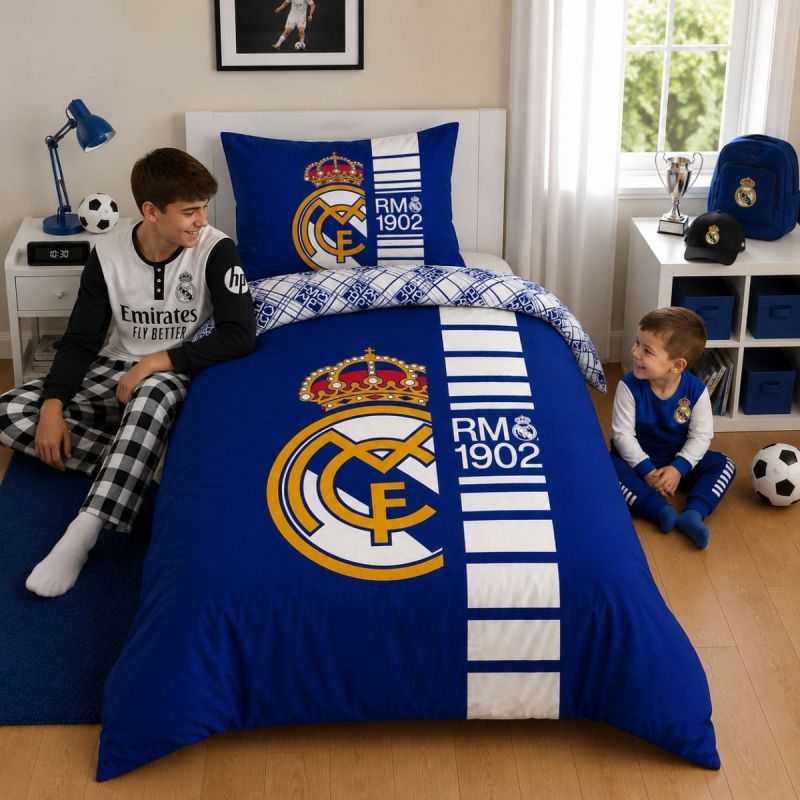 Real Madrid bedding set cotton + 70x90 cm niebieski kiegészítő REB80207BL