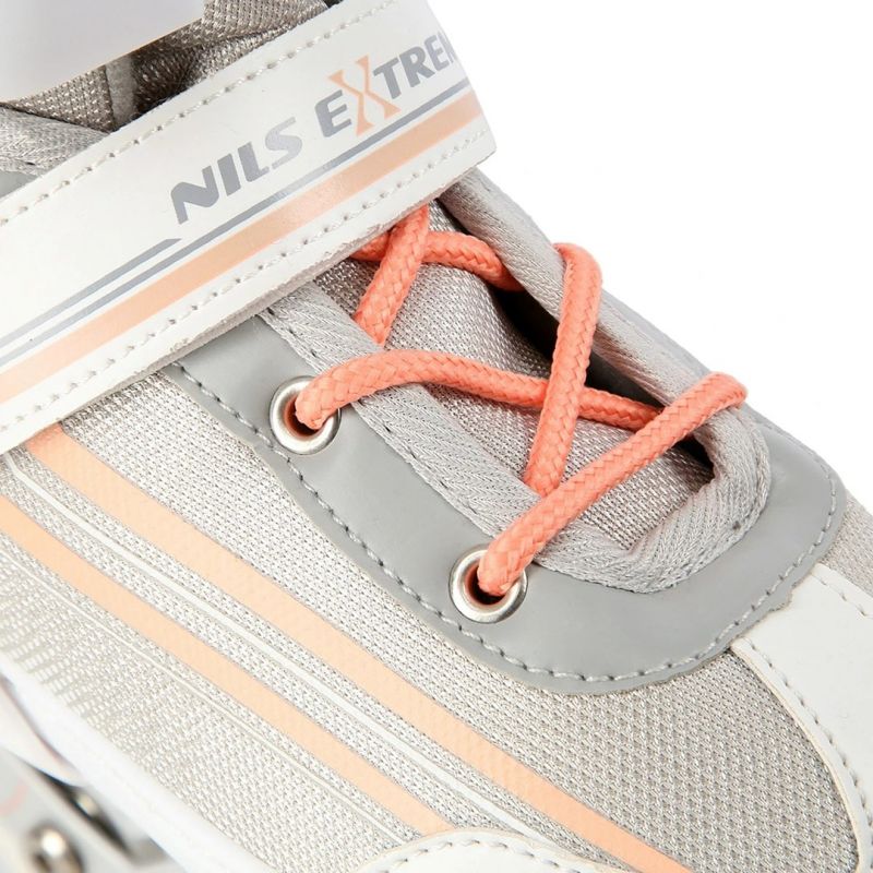 NILS Extreme NH18190 2in1 inline skates, white and pink, size S (29-33), with replaceable hockey blade rózsaszín sípcsontvédő