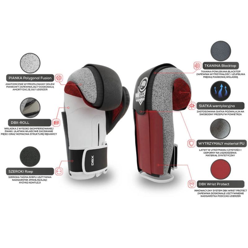 DBX Bushido 12oz Boxing Gloves - Phantom Red - Valor Series piros kesztyű