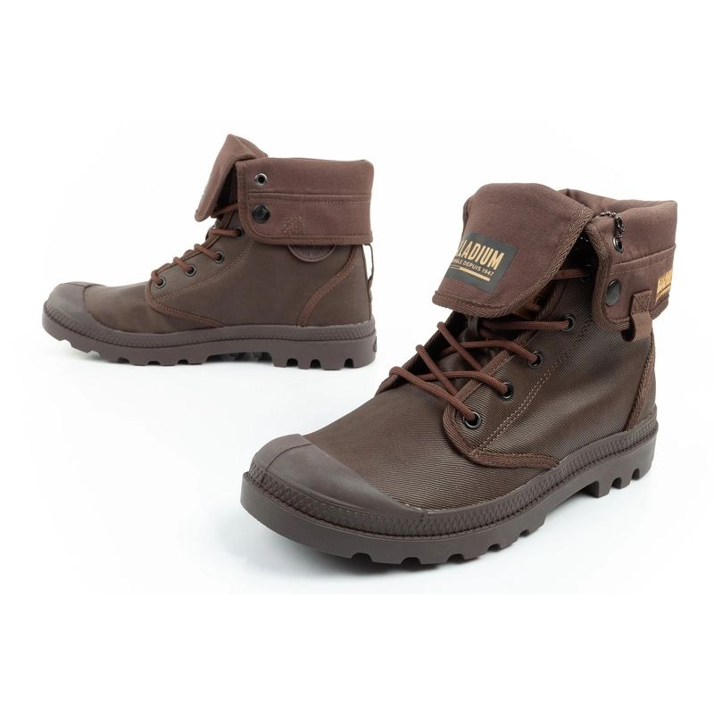 Palladium Men's Baggy Coated High Top Sneakers, Fashionable Dark barna utcai cipő