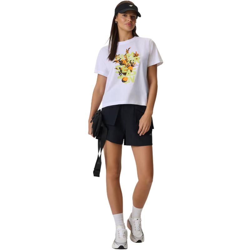 4F Women's T-shirt F2721 white 10S fehér póló 4FWSS26TTSHF272110S