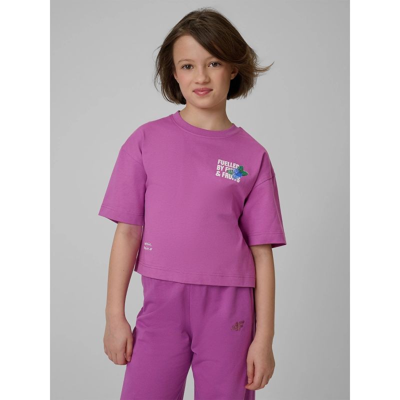 Loose T-shirt with a girl's print 4F 4FJRSS26TTSHF3827-51S 158/164 póló