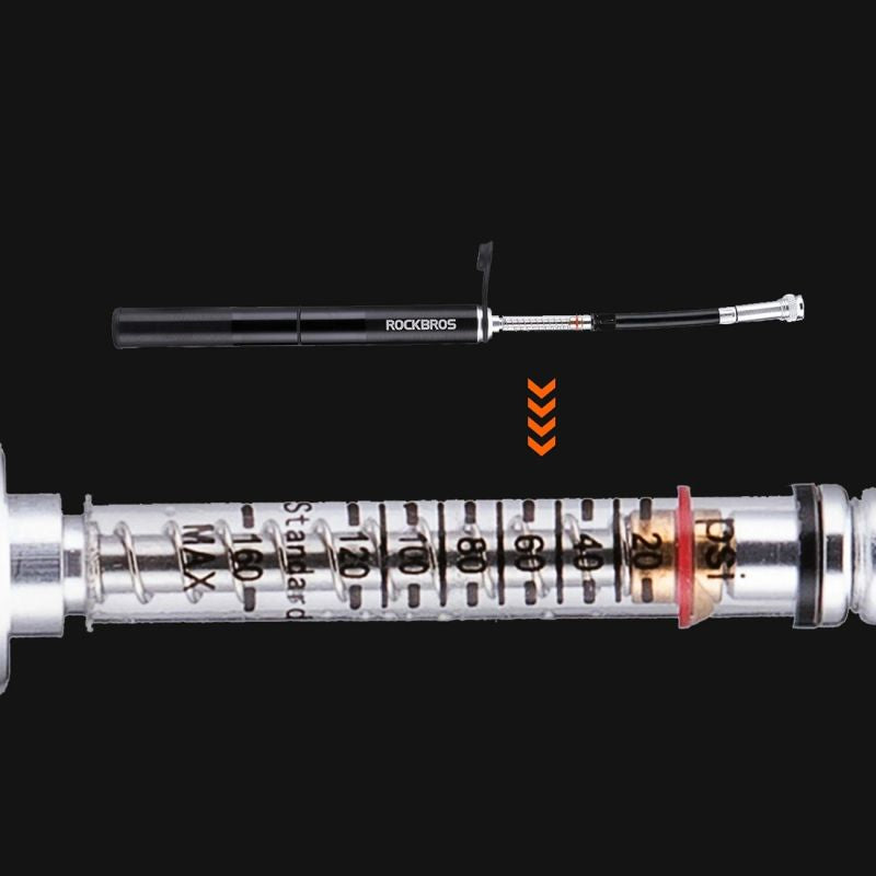 Rockbros JG-PB-004 lightweight bicycle pump with pressure gauge - black fekete pumpa 304004-211902