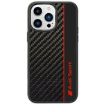 Audi Carbon Fiber Stripe iPhone 14 Pro Max 6.7" black/black hardcase AUS- /D1-BK fekete telefontok
