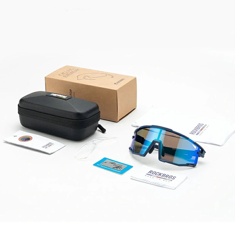 Rockbros SP258 ROAD TO SKY Cycling Glasses Polarized Blue Lenses - Navy Blue granatowy training equipment