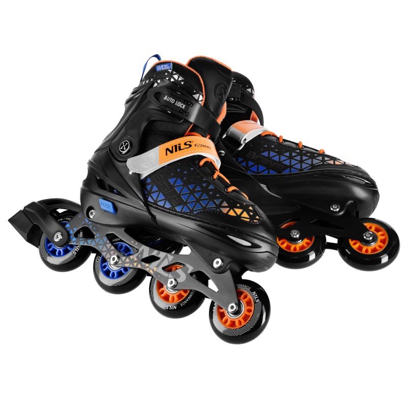 NH18190A 4-in-1 BRAVE BLUE-ORANGE ROLLER SKATES SIZE S (29-33) WITH NILS EXTREME HOCKEY BOARD narancssárga utcai cipő