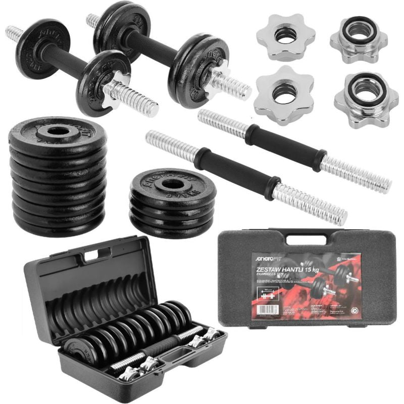 Enero CAST IRON DUMBBELL 15 KG (2x7.5 KG) FIT CASE dumbbell, strength training equipment, training equipment