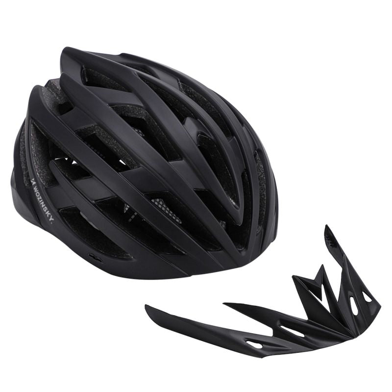 Wozinsky MTB Bike Helmet with Removable Visor and Rear USB Light M - Black czarny védőfelszerelés HT-28VCB-199803