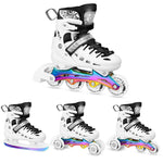 NH10905 4in1 LED WHITE ROLLER SKATES WITH RAINBOW HOCKEY BLADE SIZE M (35-38) NILS EXTREME fehér utcai cipő