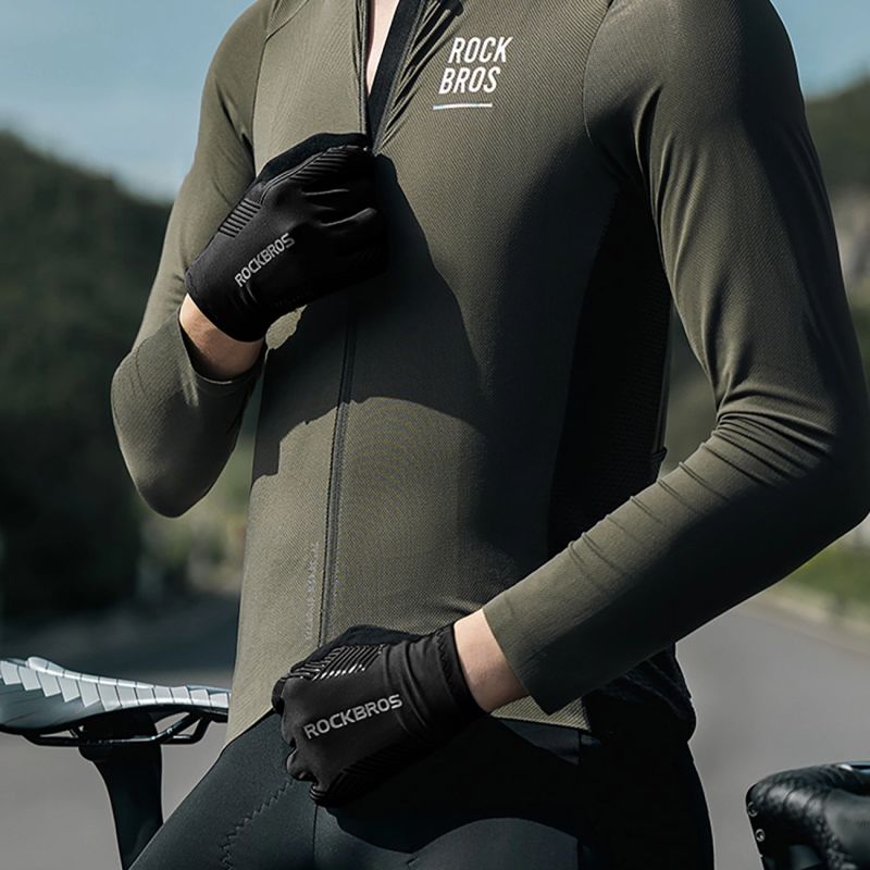 Rockbros cycling gloves spring/summer/autumn, full, size: L - black czarny \ l kesztyű