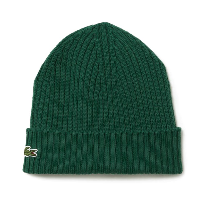 Lacoste Ribbed Wool Beanie Green - RB0001-132 uniwersalny sapka