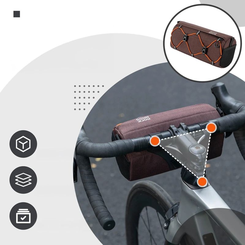 Rockbros 30110054003 Handlebar Bicycle 2.2L - Brown brązowy táska