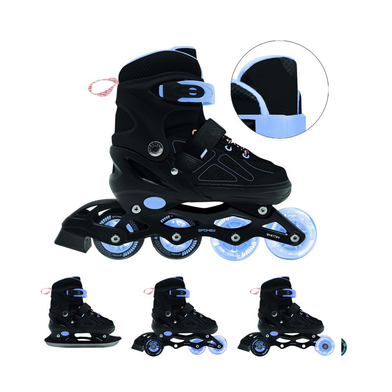 Spokey Quattro 4IN1 SPK-943430 inline skates size 34-37 BK/VT Szabadidő kiegészítő