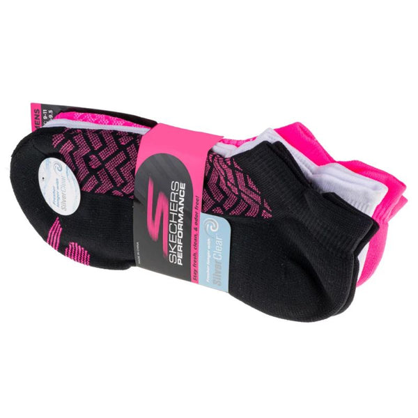 Skechers 3pk Womens 1/2 Terry Low Cut Socks S115103-BKPK Multicolored 36-40 General