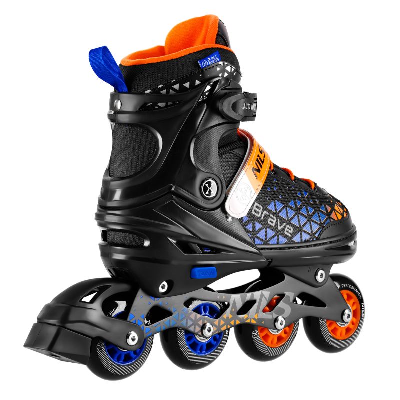 NH18190A 4-in-1 BRAVE BLUE-ORANGE ROLLER SKATES SIZE S (29-33) WITH NILS EXTREME HOCKEY BOARD narancssárga utcai cipő