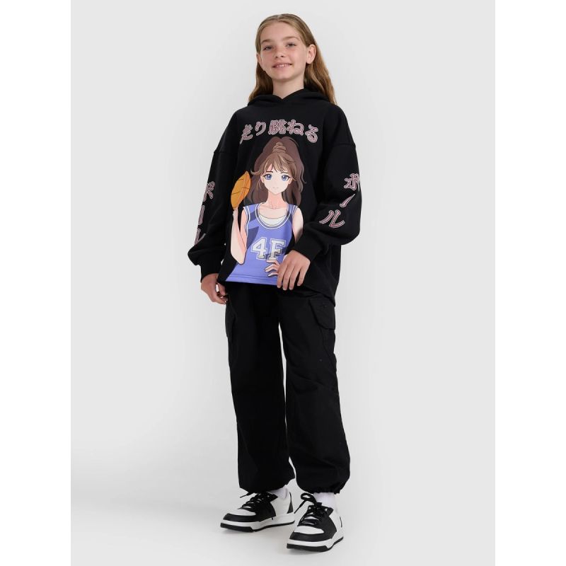 Girls' sweatshirt with hood, open, 4F 4FJRAW25TSWSF2293-20S kapucnis pulóver