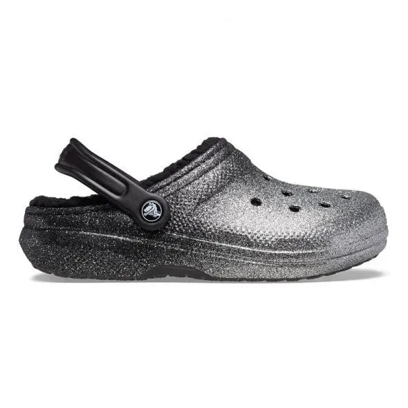 Crocs Classic Glitter Lined Clog Flip-Flops - ezüst unisex szandál 205842-067
